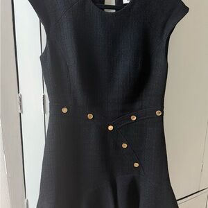 Sandro Black Mini Dress with Gold Buttons